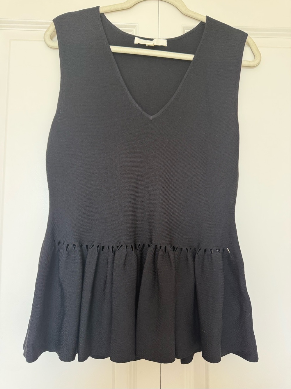 Jonathan Simkhai Black V-Neck Sleeveless Relaxed Peplum Tank